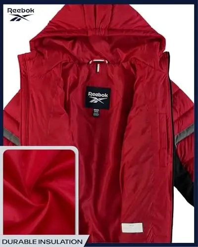 Reebok Boys Puffer Jacket - Heavyweight Quilted Wind & Water Resistant Boys Winter Coat - Insulated Bubble Kids Winter Jacket - 4