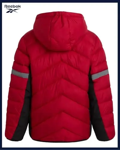 Reebok Boys Puffer Jacket - Heavyweight Quilted Wind & Water Resistant Boys Winter Coat - Insulated Bubble Kids Winter Jacket - 6