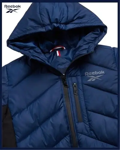 Reebok Boys Puffer Jacket - Heavyweight Quilted Wind & Water Resistant Boys Winter Coat - Insulated Bubble Kids Winter Jacket - 5
