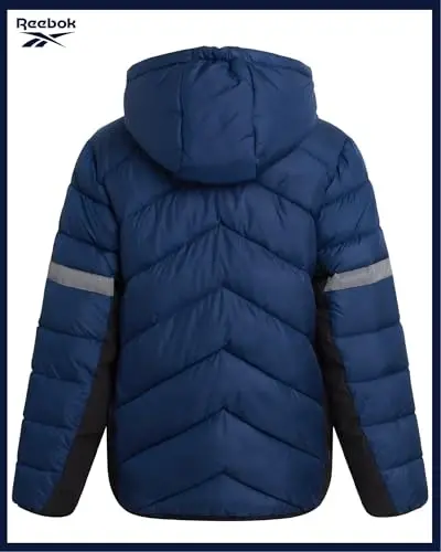 Reebok Boys Puffer Jacket - Heavyweight Quilted Wind & Water Resistant Boys Winter Coat - Insulated Bubble Kids Winter Jacket - 6