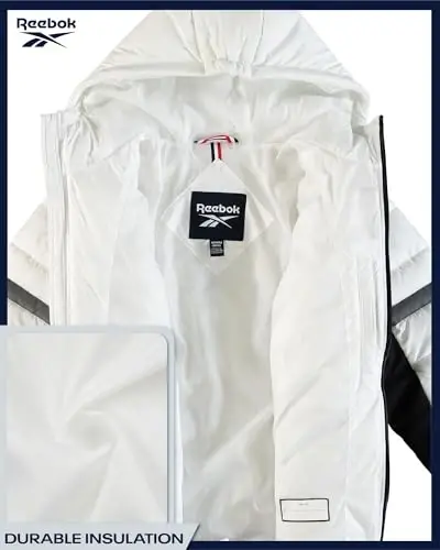 Reebok Boys Puffer Jacket - Heavyweight Quilted Wind & Water Resistant Boys Winter Coat - Insulated Bubble Kids Winter Jacket - 4