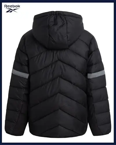Reebok Boys Puffer Jacket - Heavyweight Quilted Wind & Water Resistant Boys Winter Coat - Insulated Bubble Kids Winter Jacket - 6