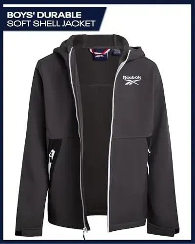 Reebok Boys Fleece Jacket - Polar Fleece Lined Wind & Water Resistant Softshell Winter Jacket - Outdoor Winter Coat for Boys - REEBOK (1)