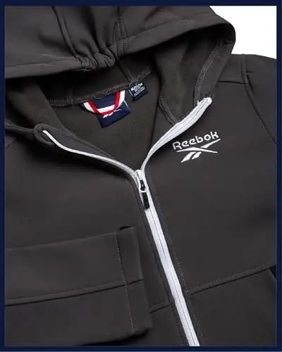 Reebok Boys Softshell Jacket - Polar Fleece Lined Wind & Water Resistant Hooded Winter Coat - Casual Outerwear for Boys - 5