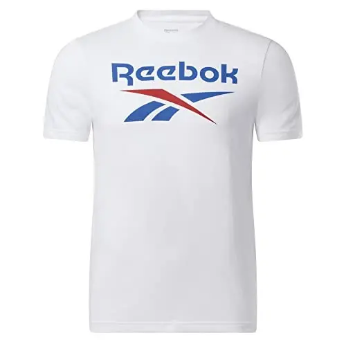 Reebok Men's Identity Big Stacked Logo Tee, White, S 
