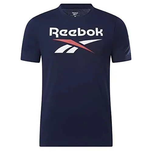 Reebok Men's Identity Big Stacked Logo Tee, Vector Navy, M - 1