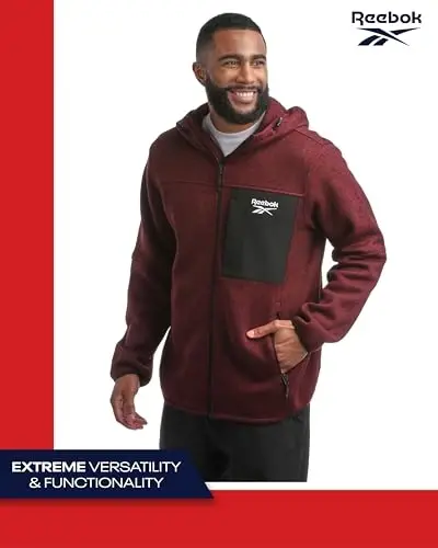 Reebok Men's Sweater Jacket - Fleece Lined Weather Resistant Insulated Outerwear - Cozy Sweater Jackets for Men (Sizes: M-XXL) - 3