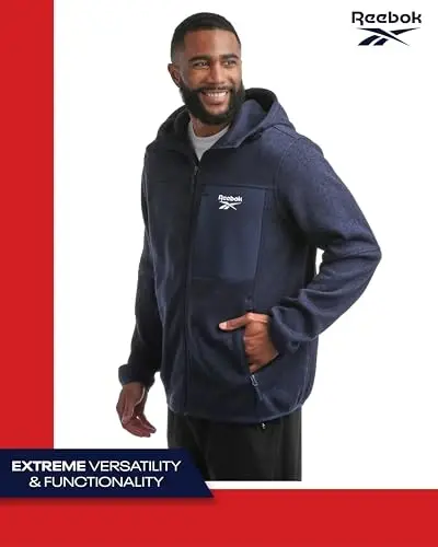 Reebok Men's Sweater Jacket - Fleece Lined Weather Resistant Insulated Outerwear - Cozy Sweater Jackets for Men (Sizes: M-XXL) - 3