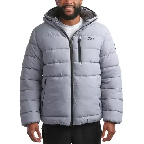 Reebok Mens Winter Jacket - Heavyweight Sherpa Lined Puffer Parka Mens Winter Coat - Insulated Quilted Ski Jacket for Men - 1