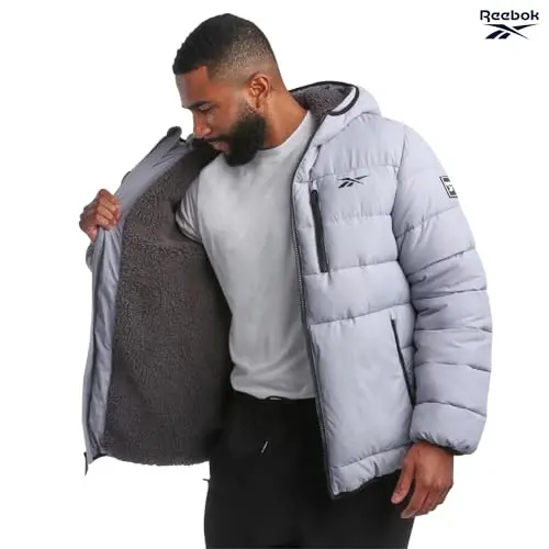 Reebok Mens Winter Jacket - Heavyweight Sherpa Lined Puffer Parka Mens Winter Coat - Insulated Quilted Ski Jacket for Men - 2