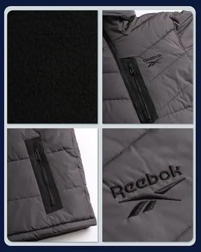Reebok Mens Winter Jacket - Thick Heavyweight Ski Winter Coat - Warm Insulated Quilted Hooded Puffer Coat for Men - 4