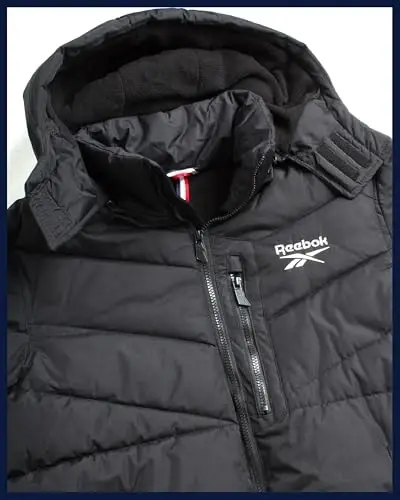 Reebok Mens Winter Jacket - Thick Heavyweight Ski Winter Coat - Warm Insulated Quilted Hooded Puffer Coat for Men - 12
