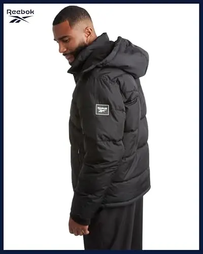 Reebok Mens Winter Jacket - Thick Heavyweight Ski Winter Coat - Warm Insulated Quilted Hooded Puffer Coat for Men - 13