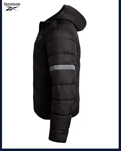 Reebok Mens Winter Jacket - Water Resistant Heavy Puffer Coat with Hood - Quilted Insulated Warm Winter Coat for Men - 5