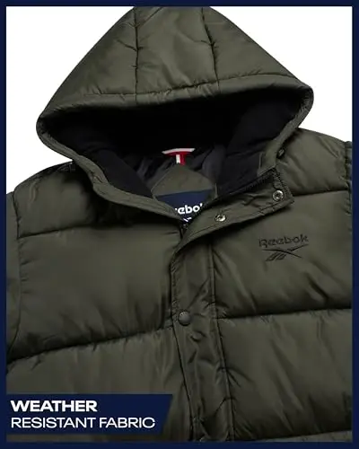 Reebok Mens Winter Jacket - Heavyweight Insulated Mens Winter Coat - Wind Water Resistant Quilted Puffer Jackets for Men - 4