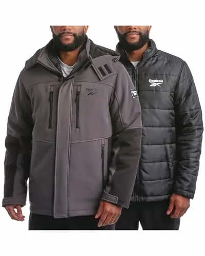 Reebok Men's Winter Coat –Softshell Jacket with Removable Puffer Coat – System Ski Jacket for Men (M-XXL) - 1