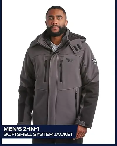 Reebok Men's Winter Coat –Softshell Jacket with Removable Puffer Coat – System Ski Jacket for Men (M-XXL) - 2