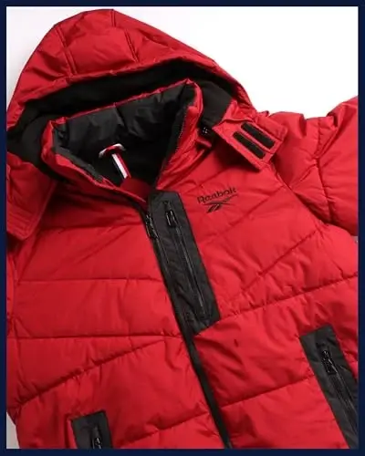 Reebok Mens Winter Jacket - Thick Heavyweight Ski Winter Coat - Warm Insulated Quilted Hooded Puffer Coat for Men - 6