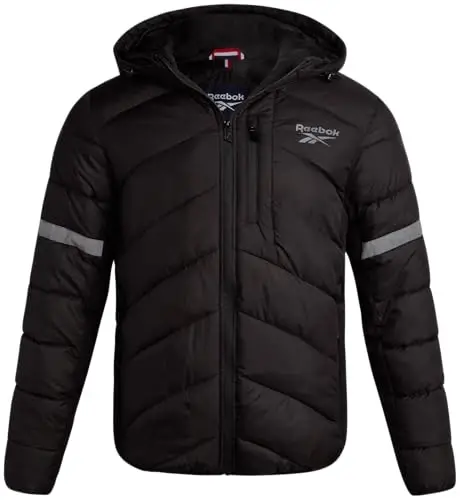 Reebok Mens Winter Jacket - Water Resistant Heavy Puffer Coat with Hood - Quilted Insulated Warm Winter Coat for Men - 1