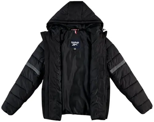 Reebok Mens Winter Jacket - Water Resistant Heavy Puffer Coat with Hood - Quilted Insulated Warm Winter Coat for Men - 2