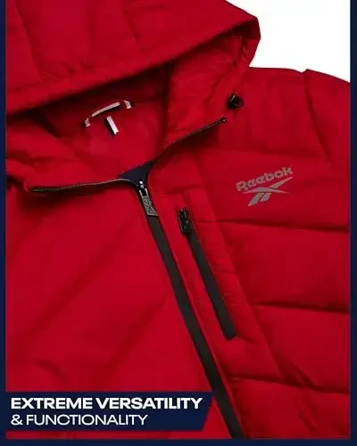 Reebok Mens Winter Jacket - Water Resistant Heavy Puffer Coat with Hood - Quilted Insulated Warm Winter Coat for Men - 4