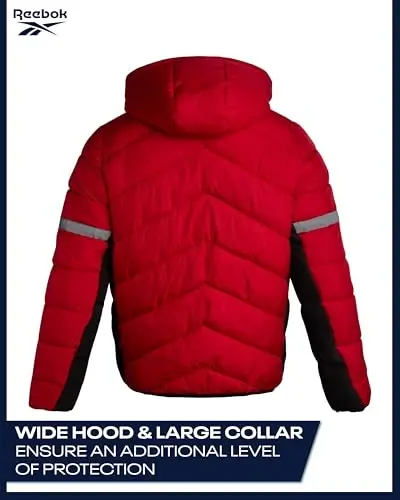 Reebok Mens Winter Jacket - Water Resistant Heavy Puffer Coat with Hood - Quilted Insulated Warm Winter Coat for Men - 6