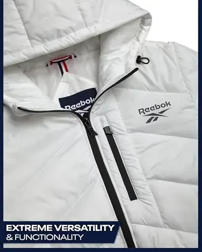 Reebok Mens Winter Jacket - Water Resistant Heavy Puffer Coat with Hood - Quilted Insulated Warm Winter Coat for Men - 4