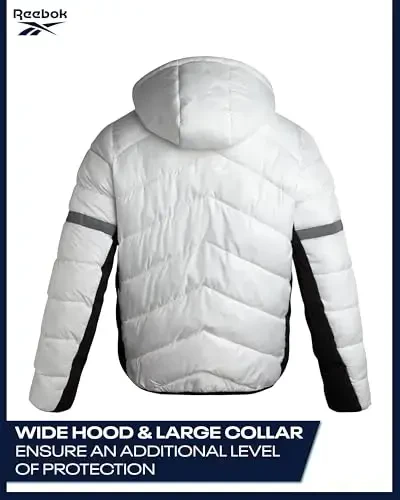 Reebok Mens Winter Jacket - Water Resistant Heavy Puffer Coat with Hood - Quilted Insulated Warm Winter Coat for Men - 6