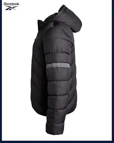 Reebok Mens Winter Jacket - Water Resistant Heavy Puffer Coat with Hood - Quilted Insulated Warm Winter Coat for Men - 5