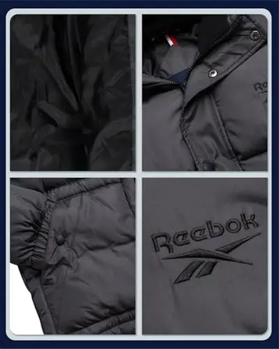 Reebok Mens Winter Jacket - Heavyweight Insulated Mens Winter Coat - Wind Water Resistant Quilted Puffer Jackets for Men - 3