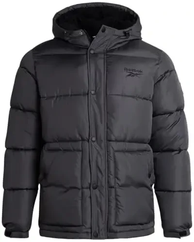 Reebok Mens Winter Jacket - Heavyweight Insulated Mens Winter Coat - Wind Water Resistant Quilted Puffer Jackets for Men - REEBOK