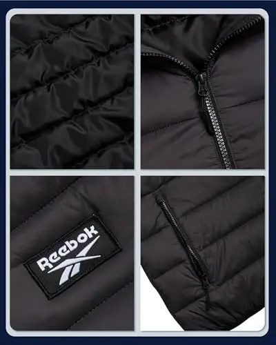Reebok Mens Puffer Jacket - Lightweight Quilted Glacier Shield Plus Size Puffer Jackets for Men - Insulated Mens Winter Coats - 3