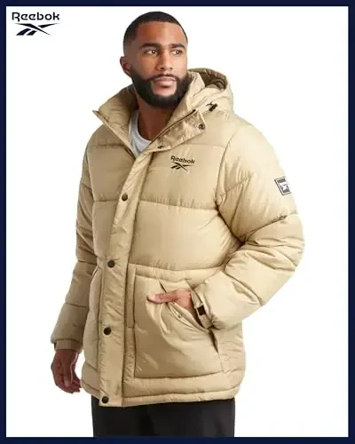 Reebok Mens Winter Jacket - Heavyweight Insulated Mens Winter Coat - Wind Water Resistant Quilted Puffer Jackets for Men - 4