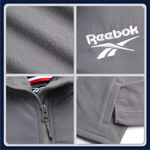 Reebok Girls Fleece Jacket - Weather-Resistant Lightweight Zip-Up Jacket | Soft Brushed Lining Feels Cozy Against Skin, Easy Full Closure, Breathable Layer for School, Play and Cool Outings - 4