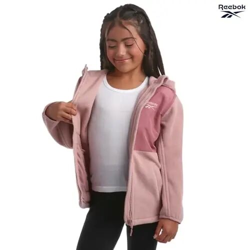Reebok Girls Fleece Jacket - Weather-Resistant Lightweight Zip-Up Jacket | Soft Brushed Lining Feels Cozy Against Skin, Easy Full Closure, Breathable Layer for School, Play and Cool Outings - Reebok (1)