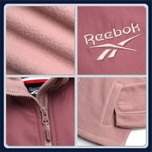 Reebok Girls Fleece Jacket - Weather-Resistant Lightweight Zip-Up Jacket | Soft Brushed Lining Feels Cozy Against Skin, Easy Full Closure, Breathable Layer for School, Play and Cool Outings - 4