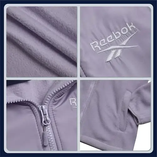 Reebok Girls Fleece Jacket - Weather-Resistant Lightweight Zip-Up Jacket | Soft Brushed Lining Feels Cozy Against Skin, Easy Full Closure, Breathable Layer for School, Play and Cool Outings - 4