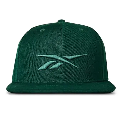 Reebok Identity Vector Hat, Adjustable Snapback Closure, Flat Brim, Heavyweight Acrylic Cap 