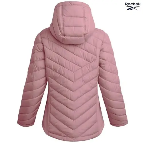 Reebok Womens Jacket - Lightweight Softshell Quilted Jackets for Women Zip Up Hooded Winter Coat Outerwear with Pockets - 7