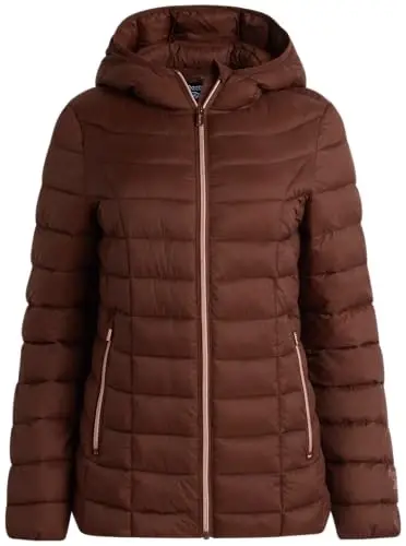 Reebok Womens Puffer Jacket - Lightweight Quilted Snow Glacier Shield Zip Up Bubble Winter Coat for Women with Hood & Pockets - REEBOK