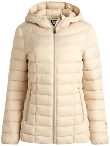 Reebok Womens Puffer Jacket - Lightweight Quilted Snow Glacier Shield Zip Up Bubble Winter Coat for Women with Hood & Pockets 