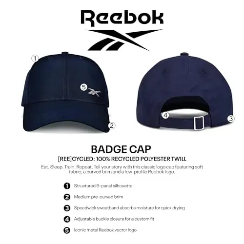 Reebok Women's Badge Hat | Golf | Tennis | Court | Performance | Breathable | Lightweight | Quick Drying | Sun Protection - 7