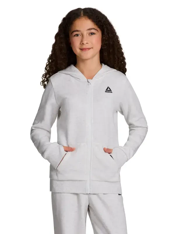Reebok Girl’s Athletic Full-Zip Fleece Hoodie, Sizes 4-18 - 1