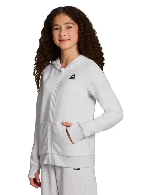 Reebok Girl’s Athletic Full-Zip Fleece Hoodie, Sizes 4-18 - 2