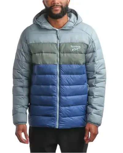 Reebok Mens Jacket - Lightweight Hooded Quilted Puffer Coat - Warm Insulated Winter Jacket for Men (S-4X) - 1