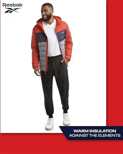 Reebok Men's Jacket – Lightweight Hooded Quilted Puffer Coat – Warm Insulated Winter Jacket for Men (S-4X) - 5