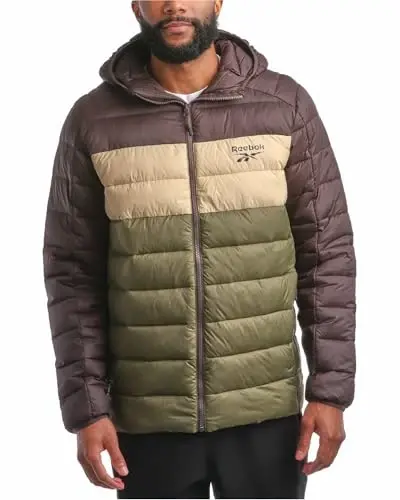 Reebok Men's Jacket – Lightweight Hooded Quilted Puffer Coat – Warm Insulated Winter Jacket for Men (S-4X) 