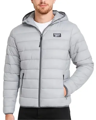 Reebok Men's Jacket – Lightweight Hooded Quilted Puffer Coat – Warm Insulated Winter Jacket for Men (S-4X) 