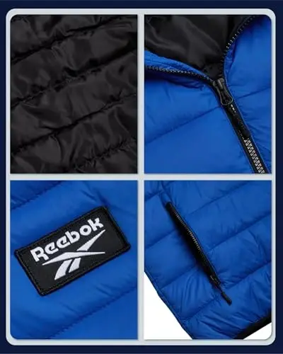Reebok Men's Jacket – Lightweight Hooded Quilted Puffer Coat – Warm Insulated Winter Jacket for Men (S-4X) - 3