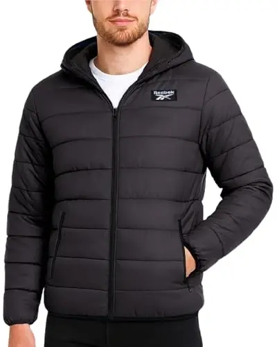 Reebok Men's Jacket – Lightweight Hooded Quilted Puffer Coat – Warm Insulated Winter Jacket for Men (S-4X) 